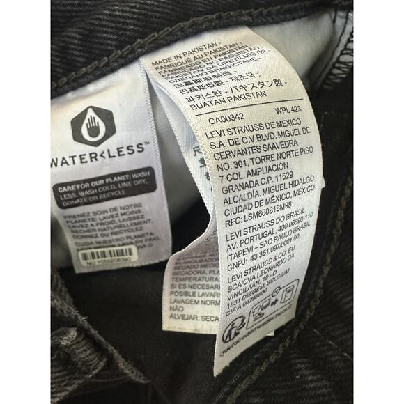 Levis Ribcage Wide Leg High Rise Denim Jeans Grunge Western Womens Size 27 Black - Picture 6 of 13